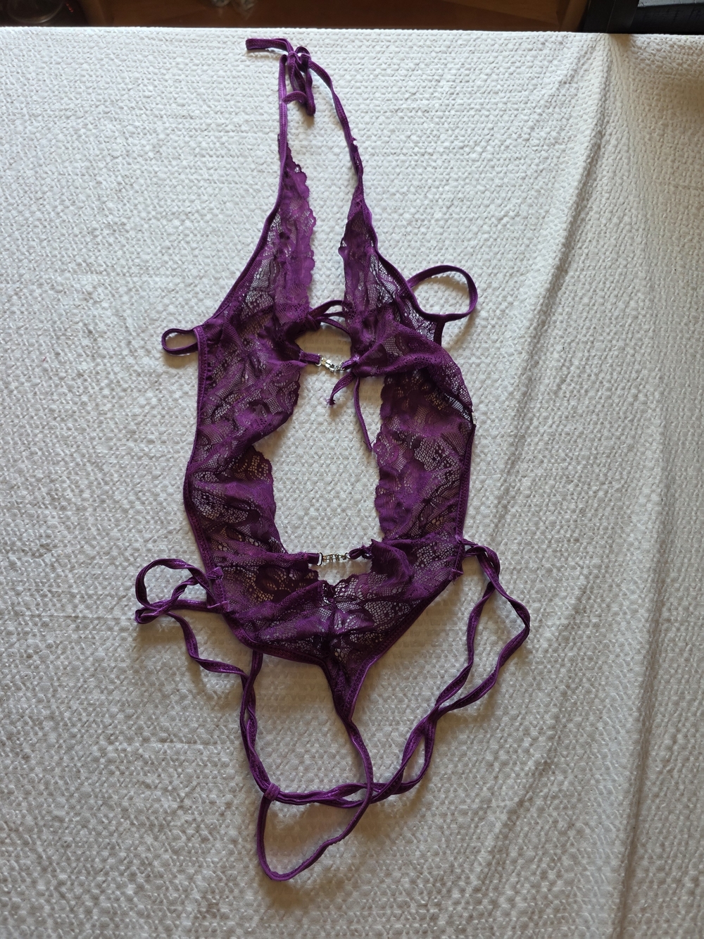 Plum Lace Halter Teddy Size Xl